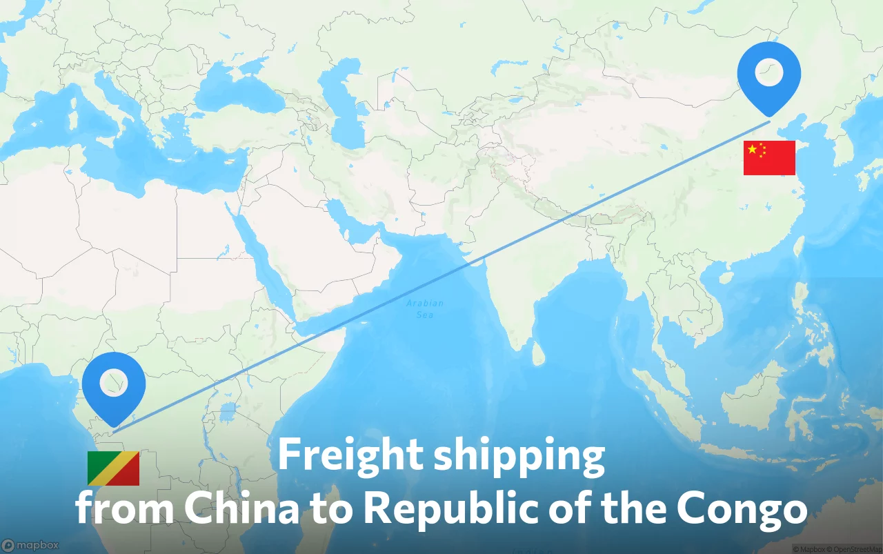 Shipping route from China to Republic of the Congo