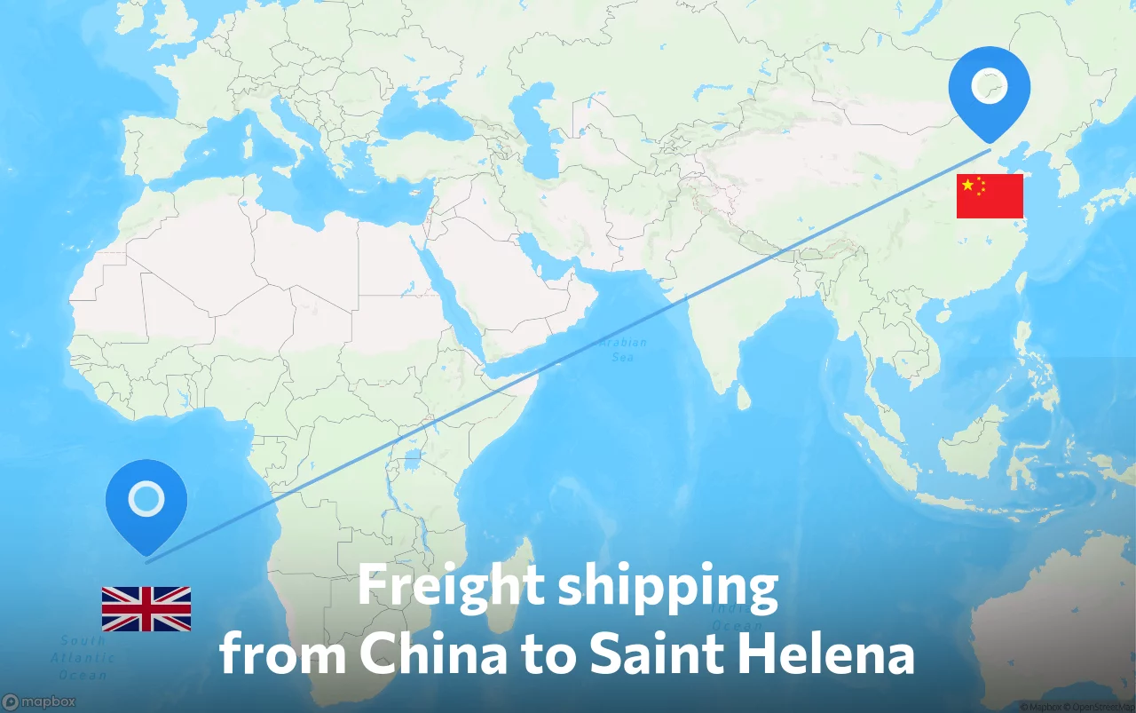 Shipping route from China to Saint Helena