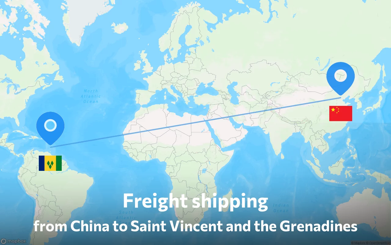 Shipping route from China to Saint Vincent and the Grenadines