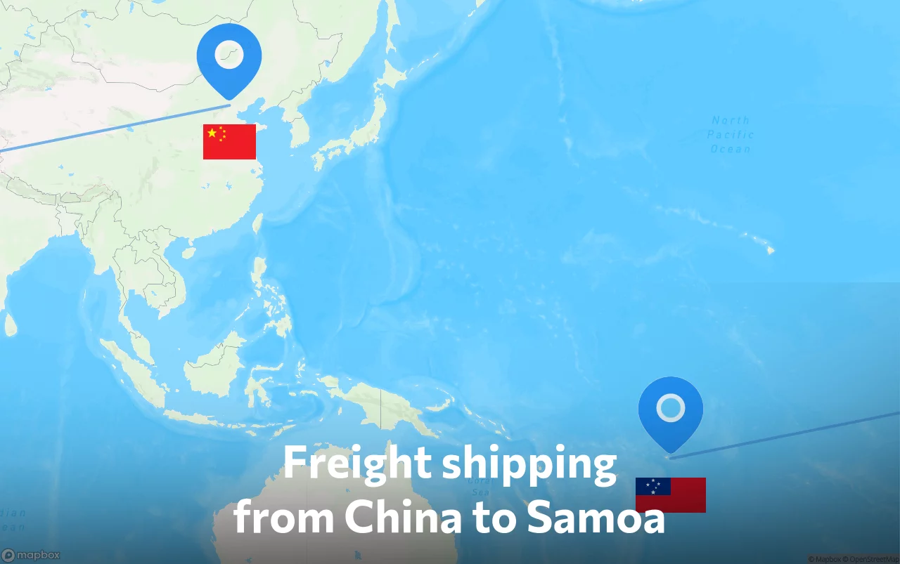 Shipping route from China to Samoa