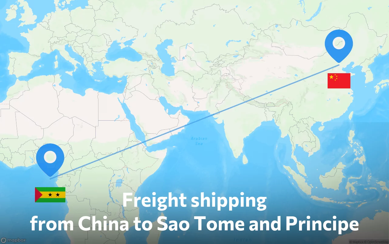 Shipping route from China to Sao Tome and Principe
