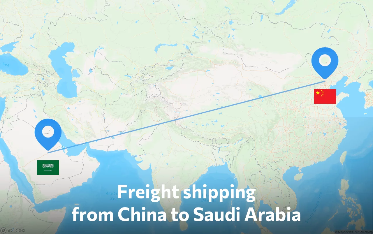Shipping route from China to Saudi Arabia