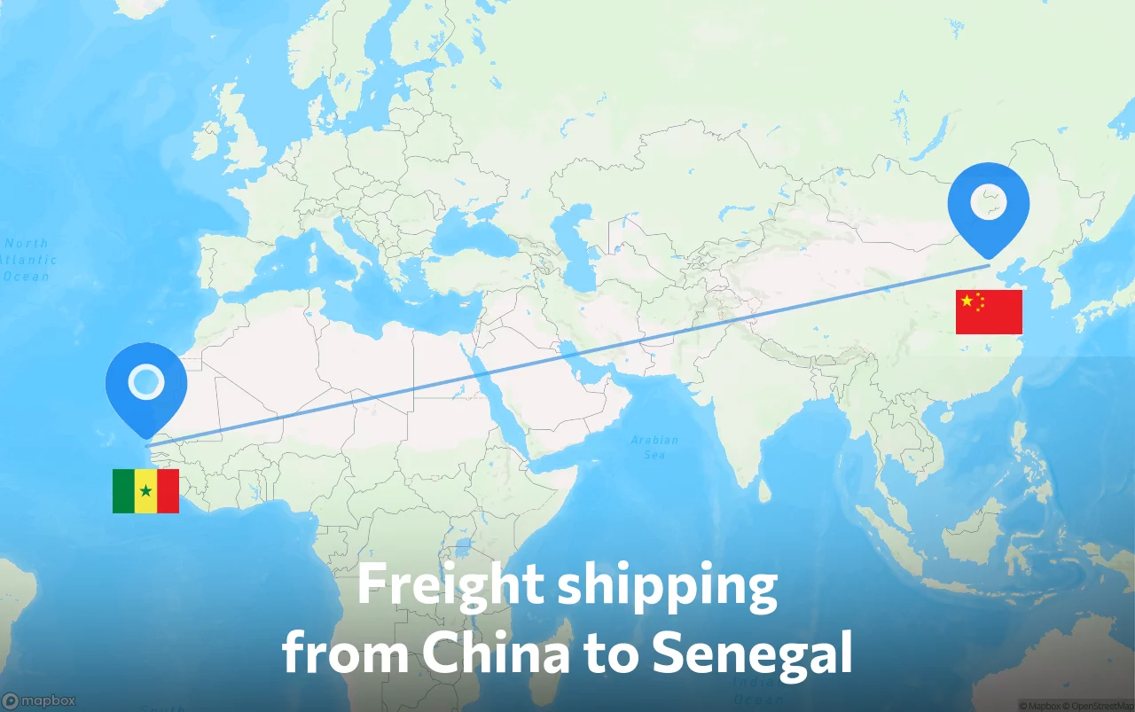 Shipping route from China to Senegal
