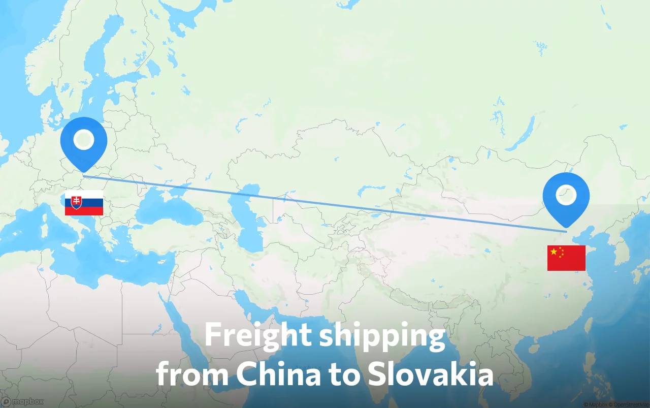 Shipping route from China to Slovakia