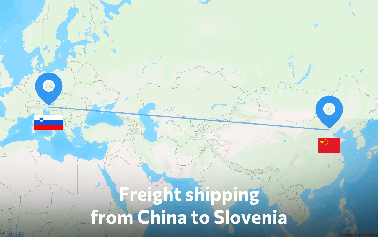 Shipping route from China to Slovenia