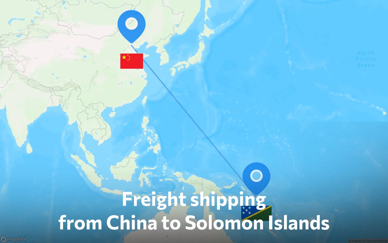Shipping route from China to Solomon Islands