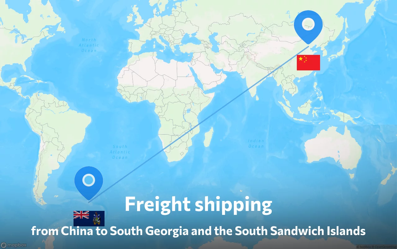 Shipping route from China to South Georgia and the South Sandwich Islands