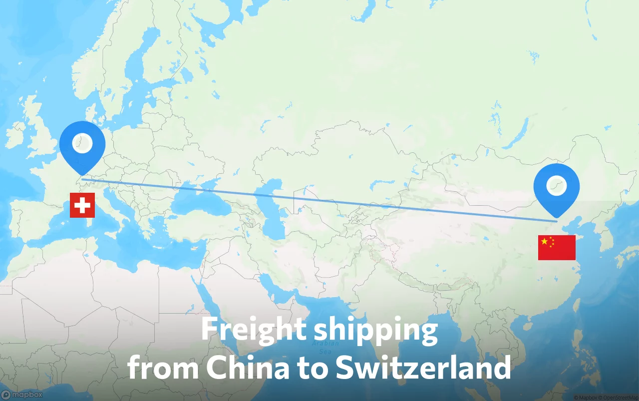 Shipping route from China to Switzerland