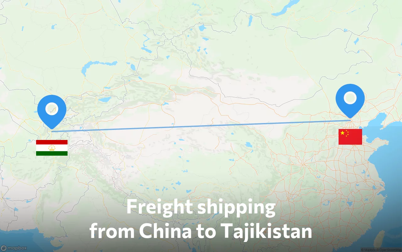 Shipping route from China to Tajikistan