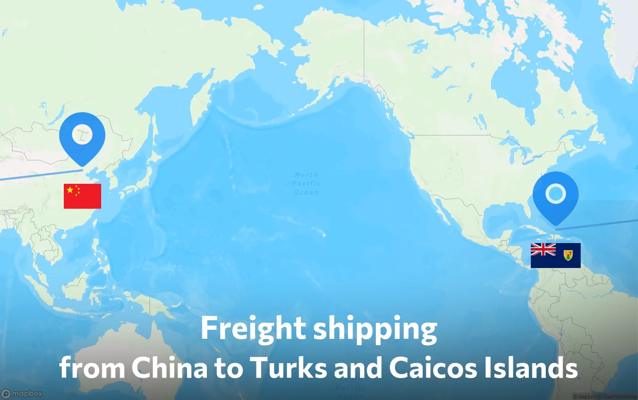 Shipping route from China to Turks and Caicos Islands