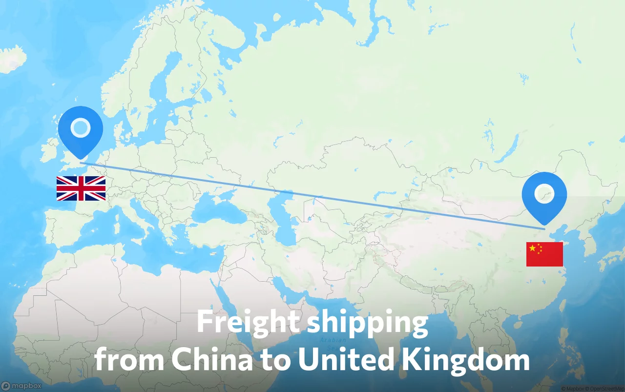 Shipping route from China to United Kingdom