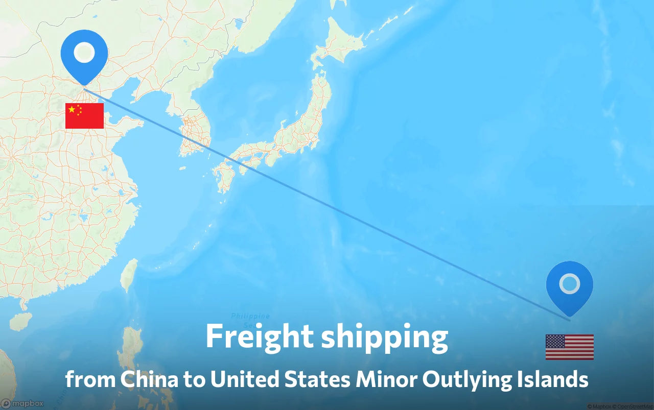 Shipping route from China to United States Minor Outlying Islands