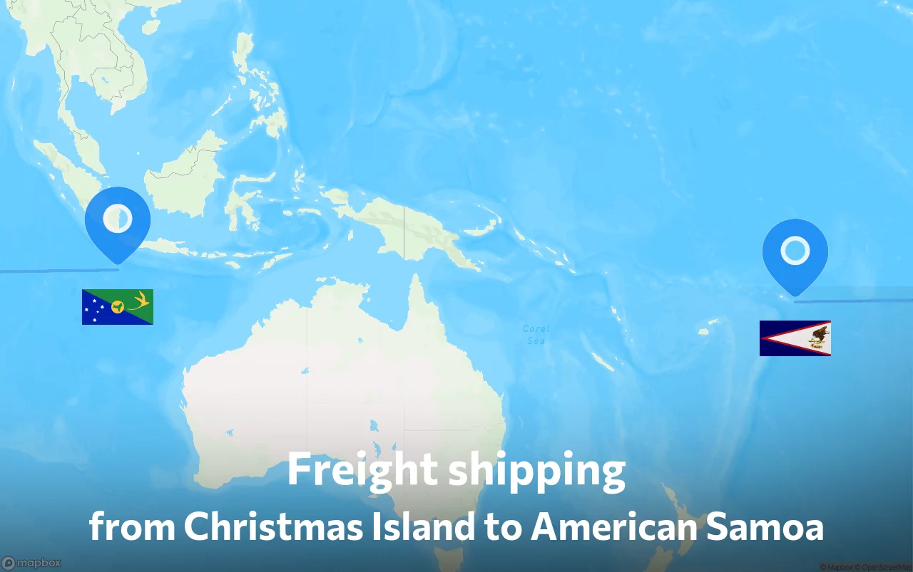 Shipping route from Christmas Island to American Samoa
