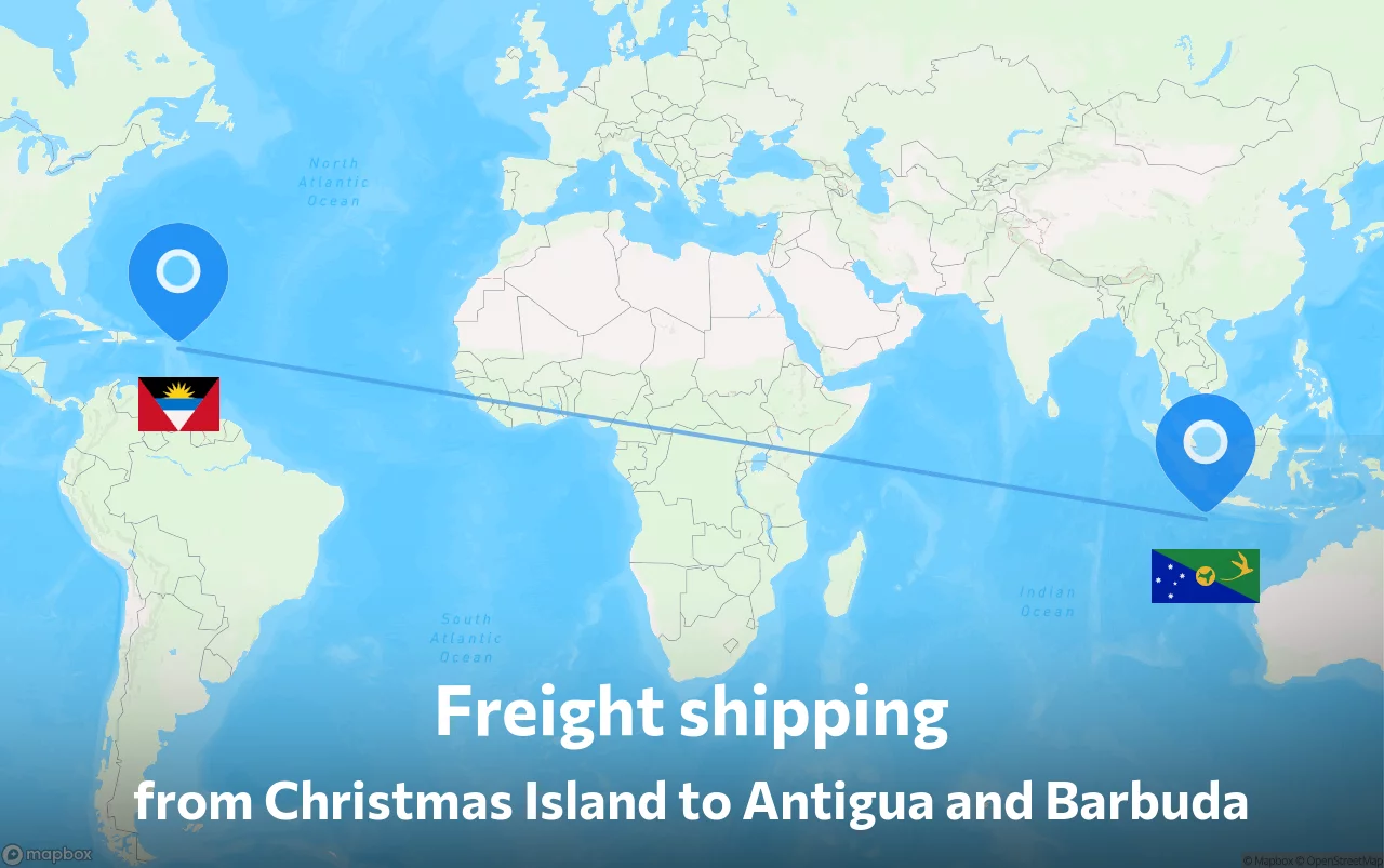 Shipping route from Christmas Island to Antigua and Barbuda