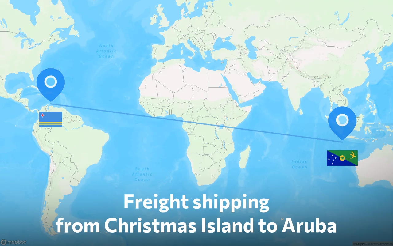 Shipping route from Christmas Island to Aruba