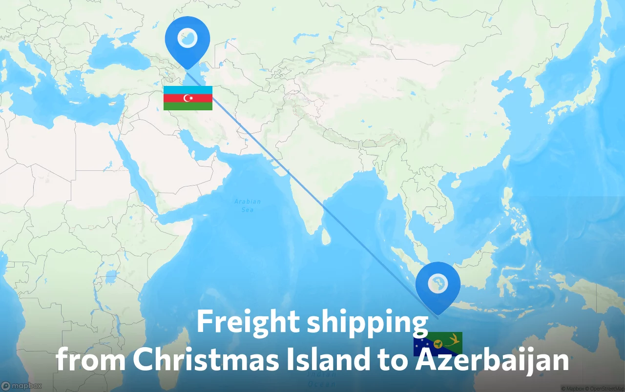 Shipping route from Christmas Island to Azerbaijan