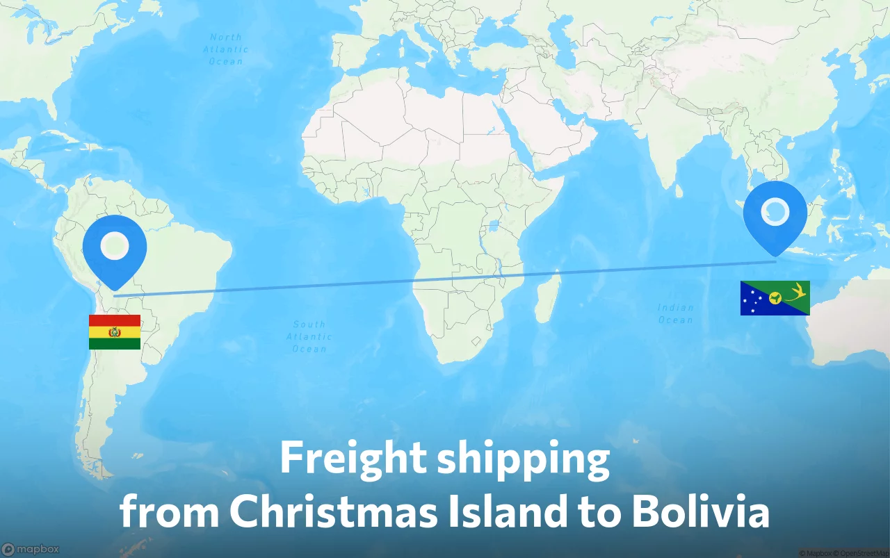 Shipping route from Christmas Island to Bolivia