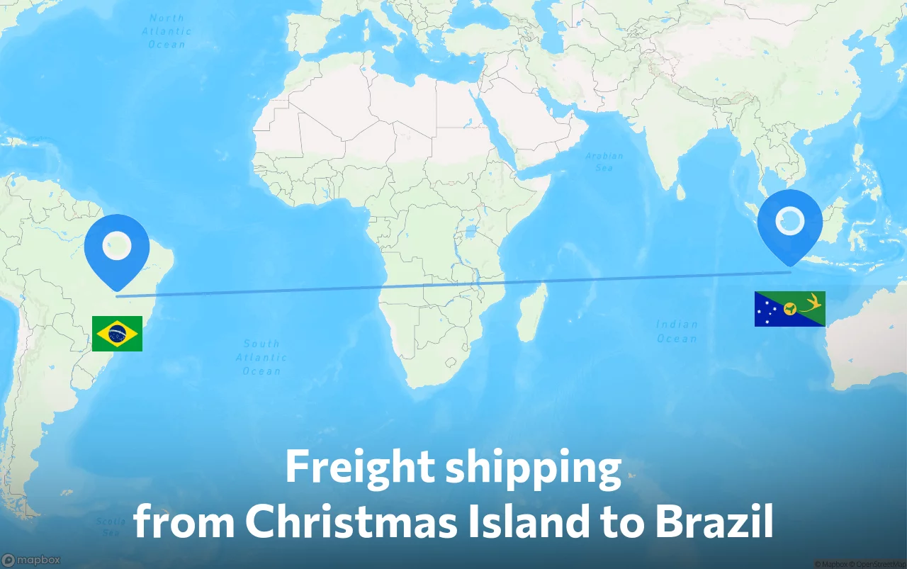 Shipping route from Christmas Island to Brazil