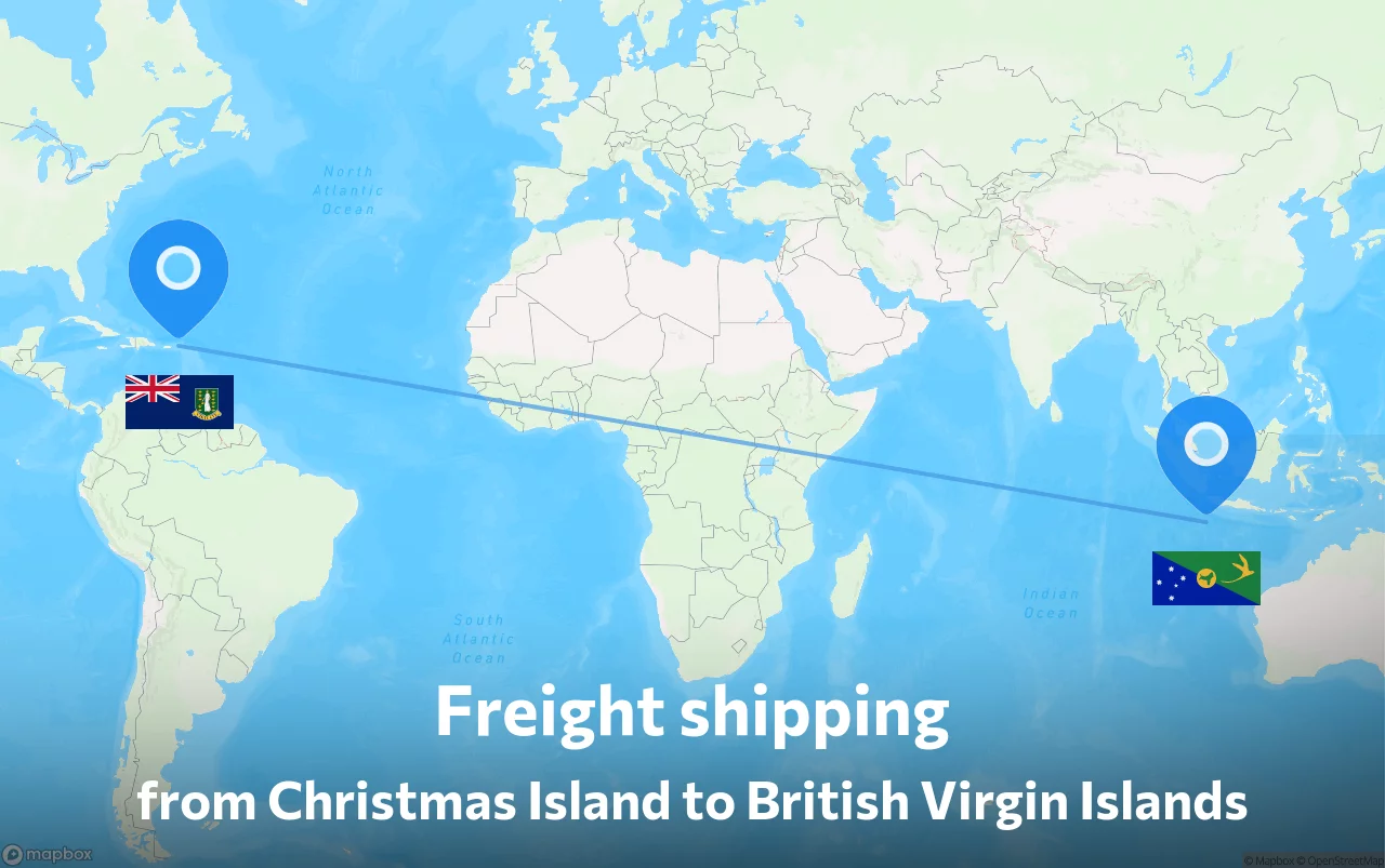 Shipping route from Christmas Island to British Virgin Islands