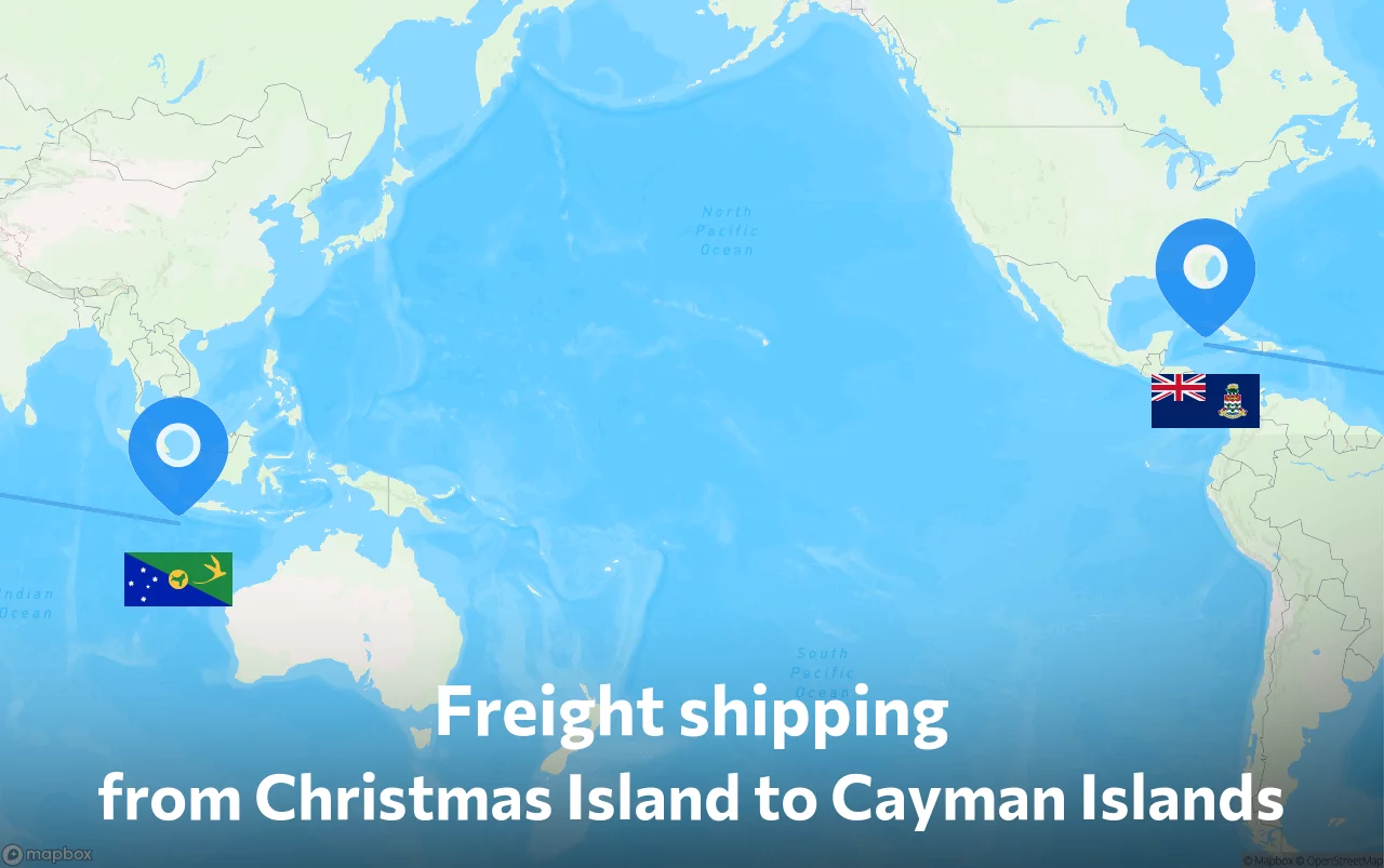 Shipping route from Christmas Island to Cayman Islands