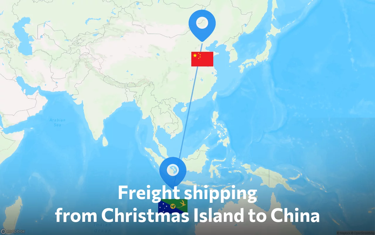 Shipping route from Christmas Island to China
