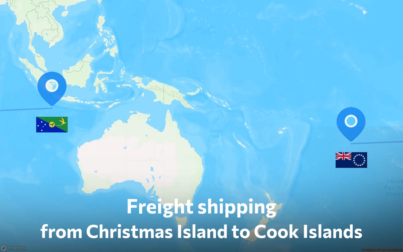 Shipping route from Christmas Island to Cook Islands