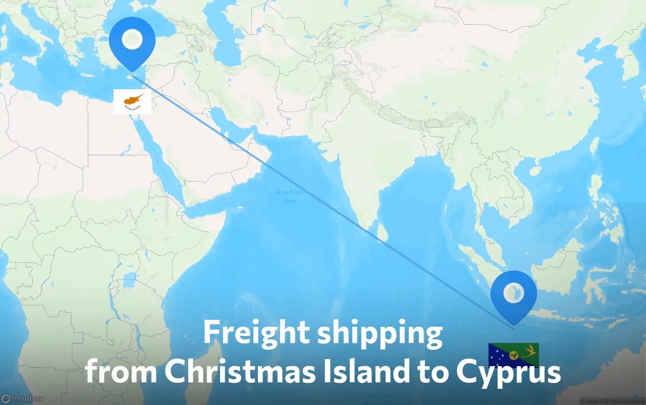 Shipping route from Christmas Island to Cyprus