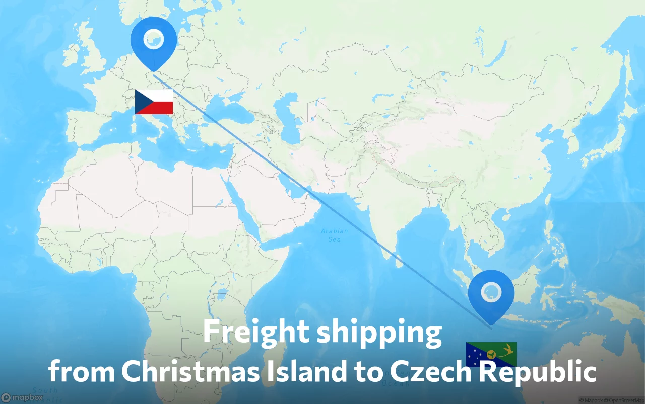 Shipping route from Christmas Island to Czech Republic