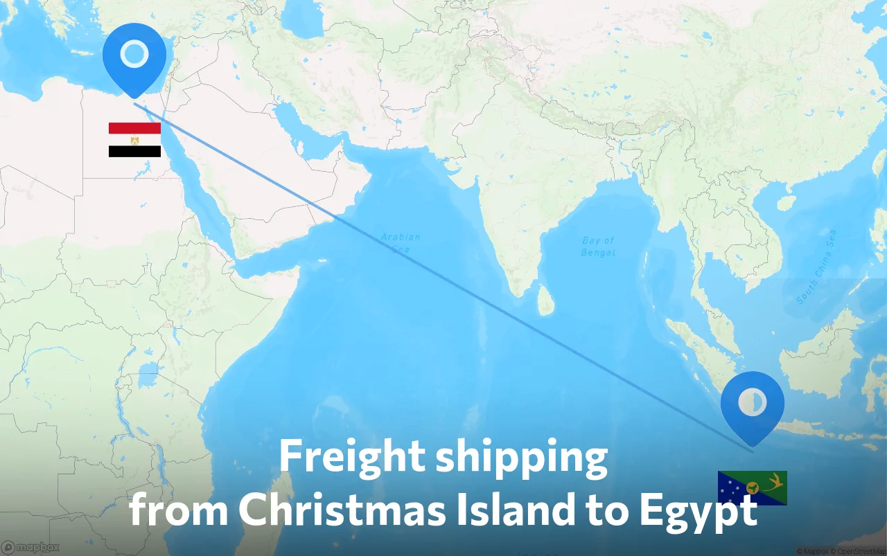 Shipping route from Christmas Island to Egypt