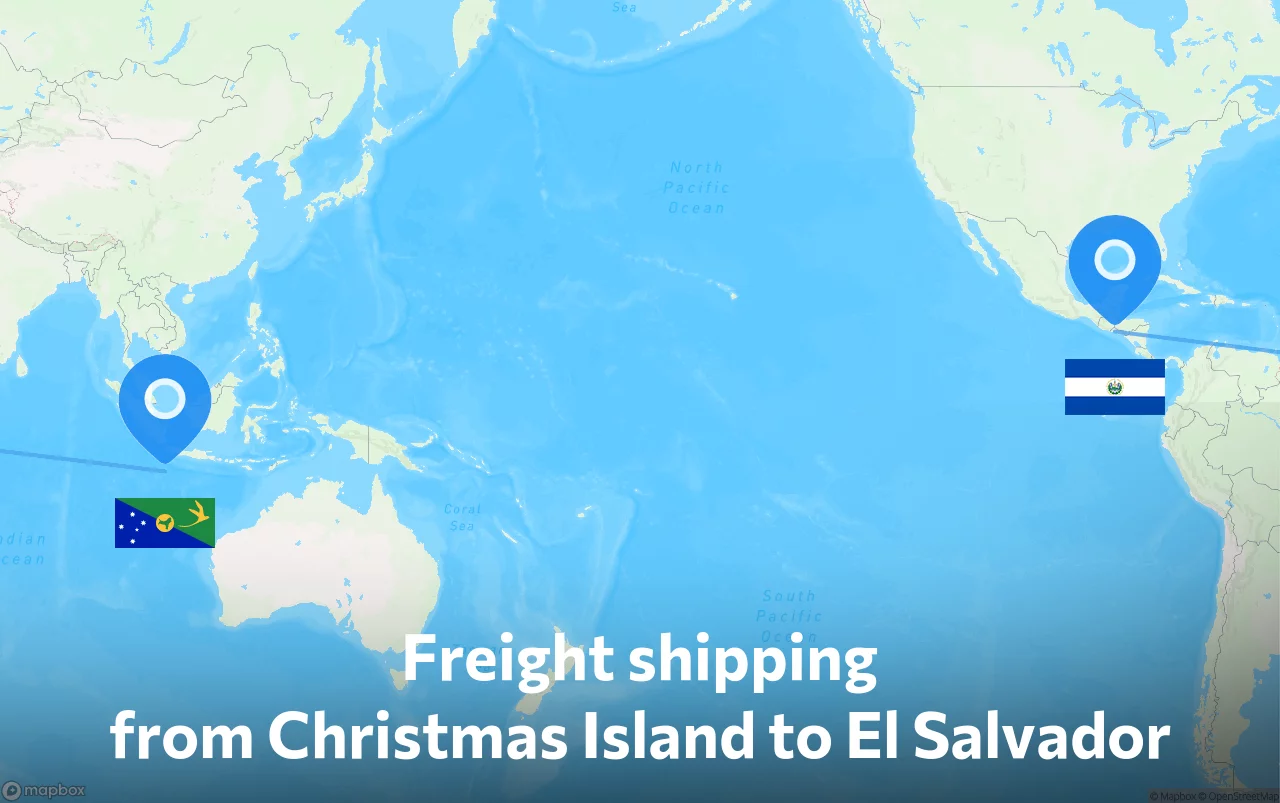 Shipping route from Christmas Island to El Salvador