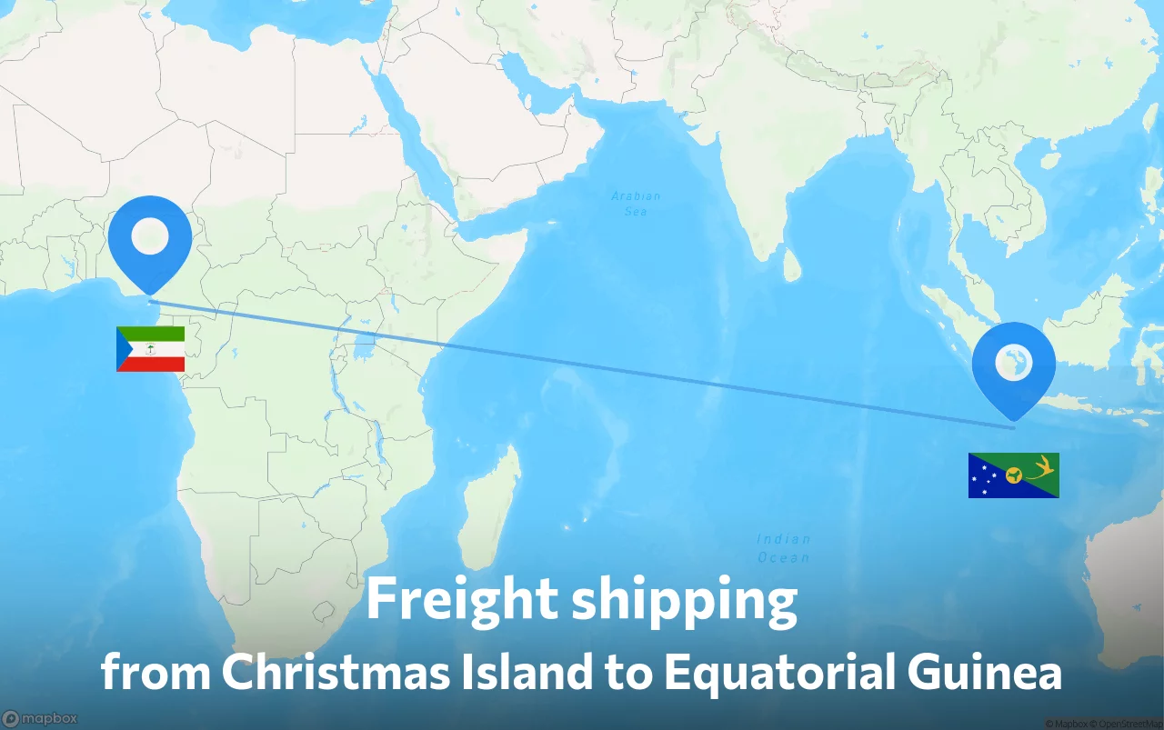 Shipping route from Christmas Island to Equatorial Guinea