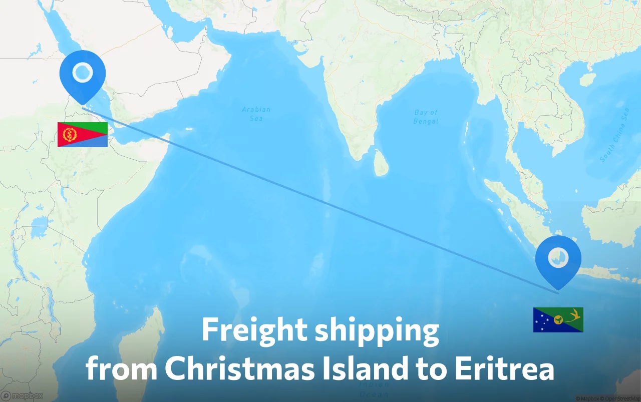 Shipping route from Christmas Island to Eritrea