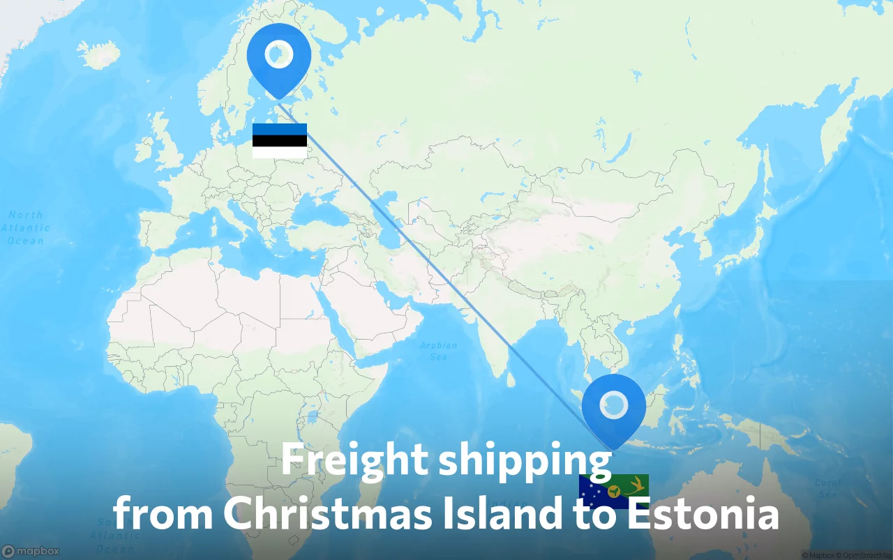 Shipping route from Christmas Island to Estonia
