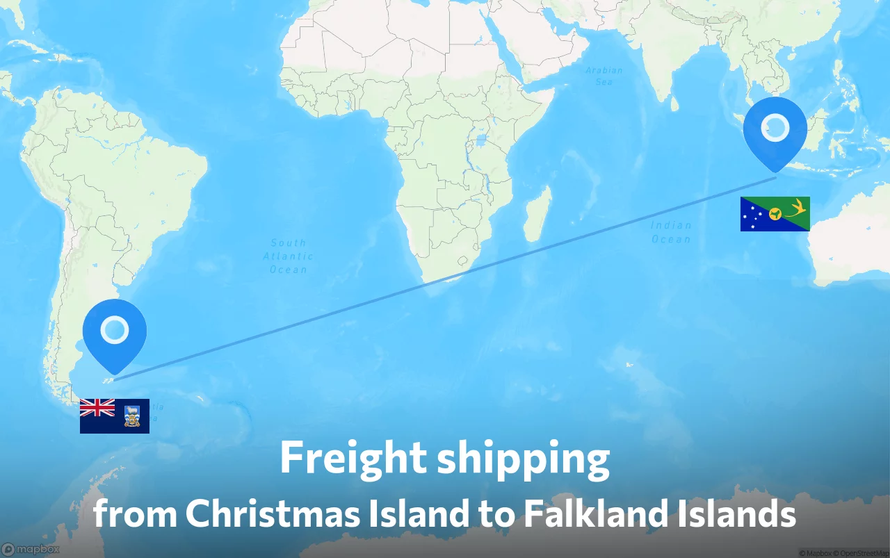 Shipping route from Christmas Island to Falkland Islands