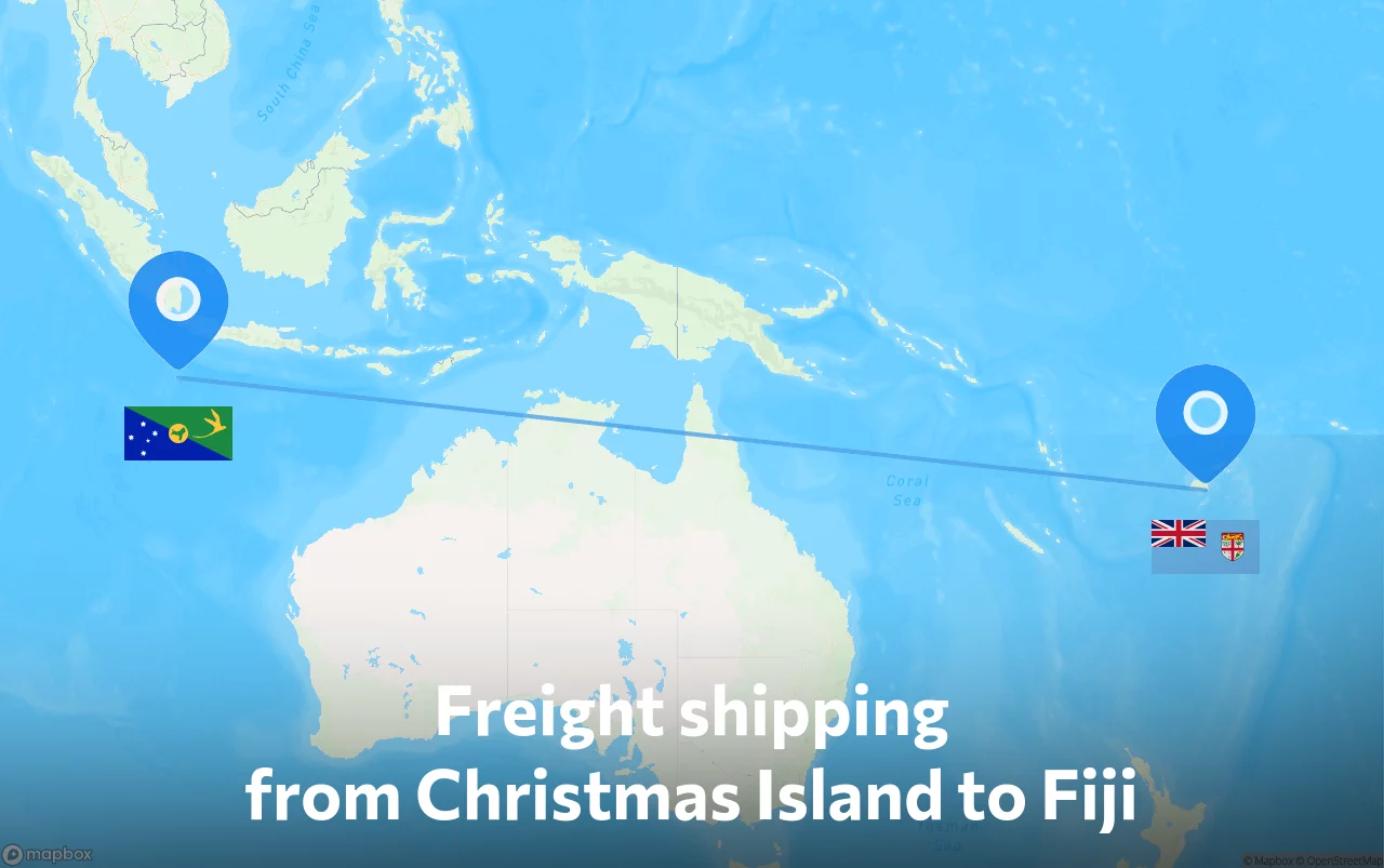 Shipping route from Christmas Island to Fiji