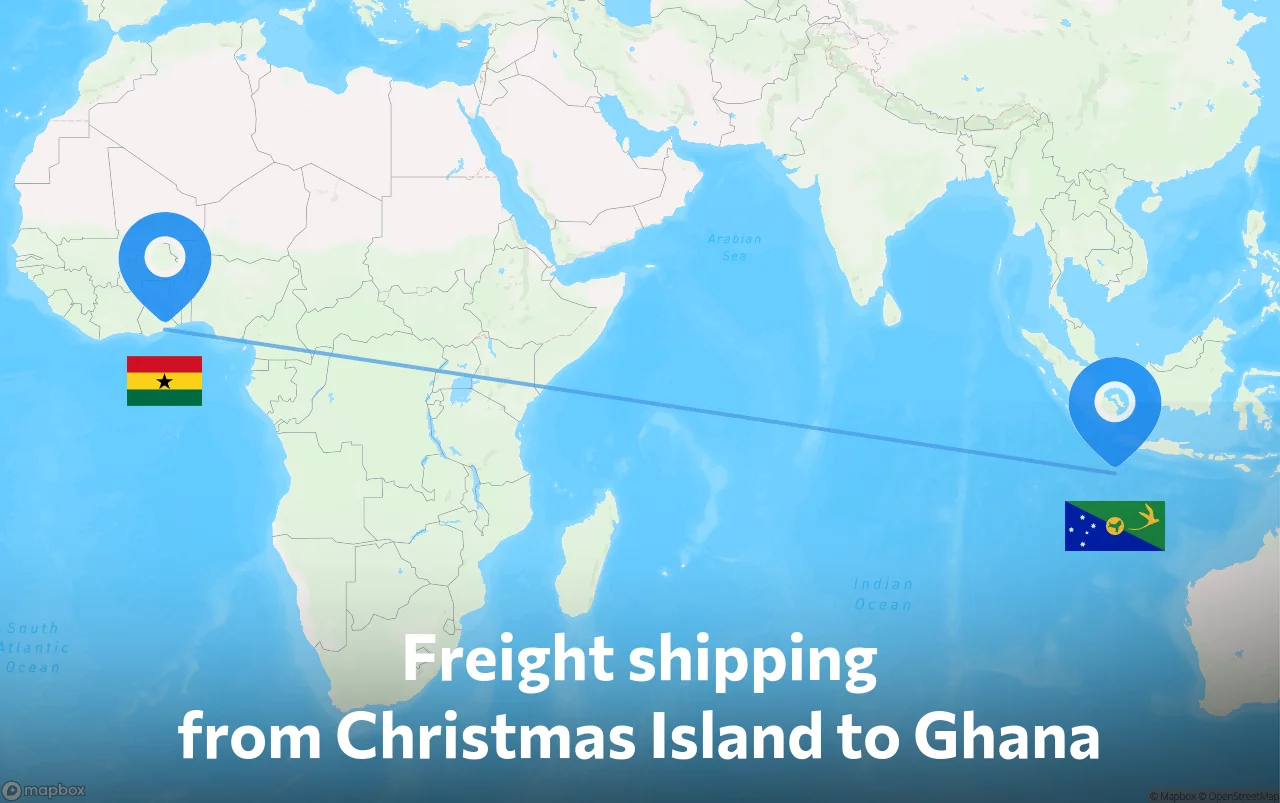 Shipping route from Christmas Island to Ghana