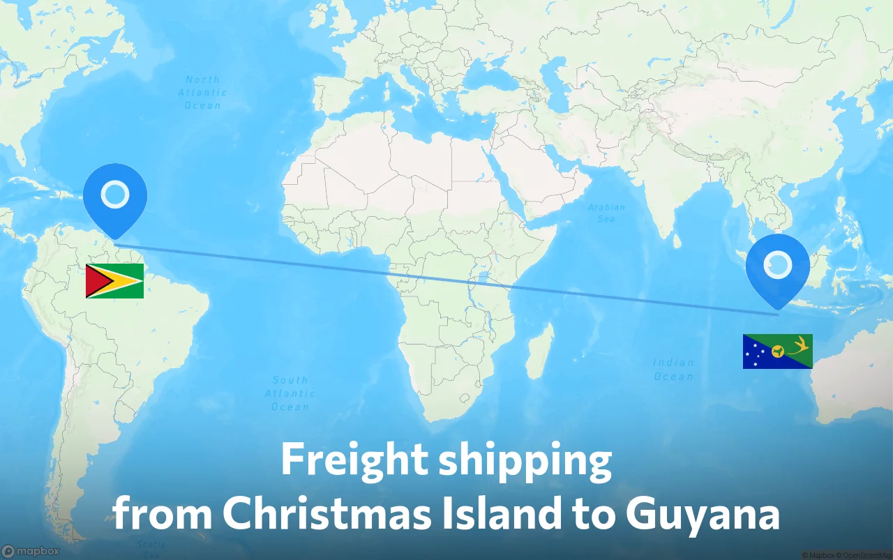 Shipping route from Christmas Island to Guyana