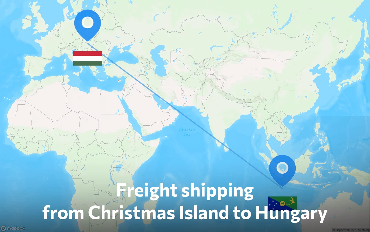 Shipping route from Christmas Island to Hungary