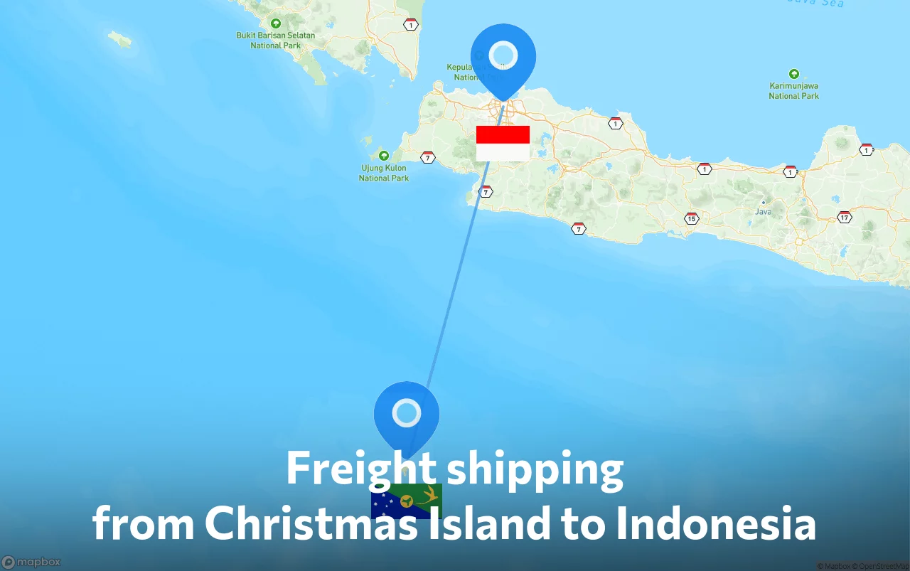 Shipping route from Christmas Island to Indonesia