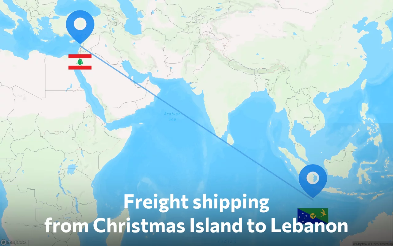 Shipping route from Christmas Island to Lebanon