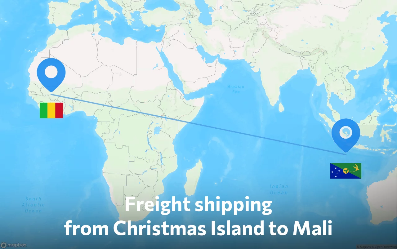 Shipping route from Christmas Island to Mali