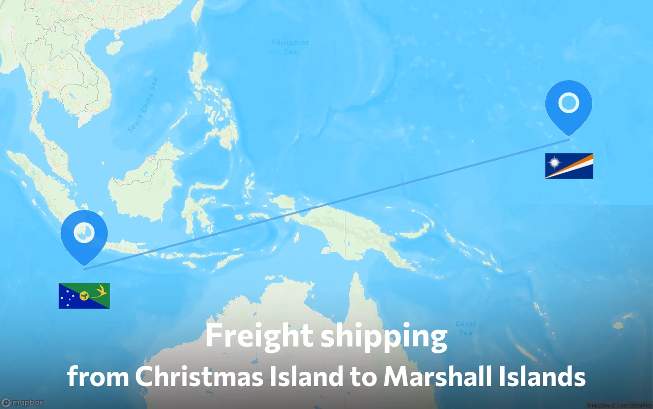Shipping route from Christmas Island to Marshall Islands