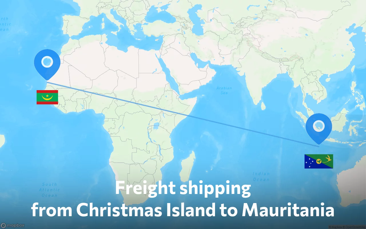 Shipping route from Christmas Island to Mauritania