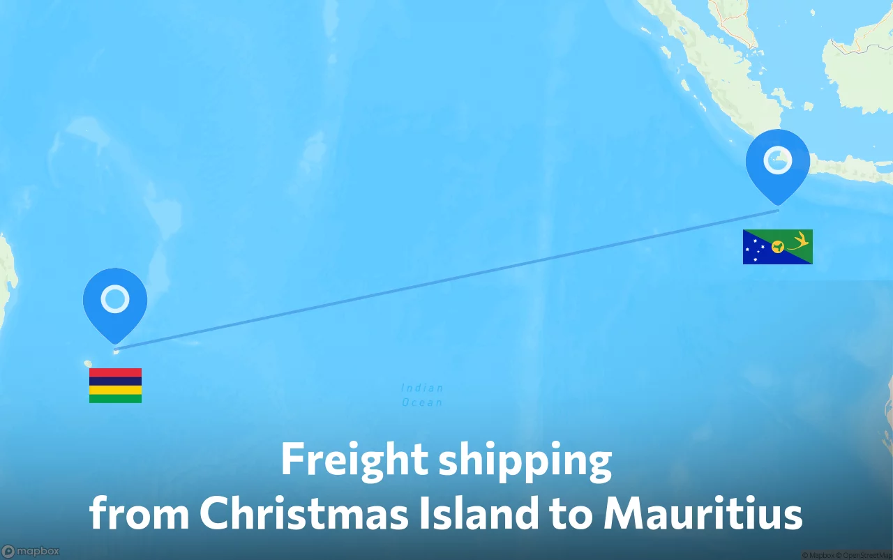 Shipping route from Christmas Island to Mauritius
