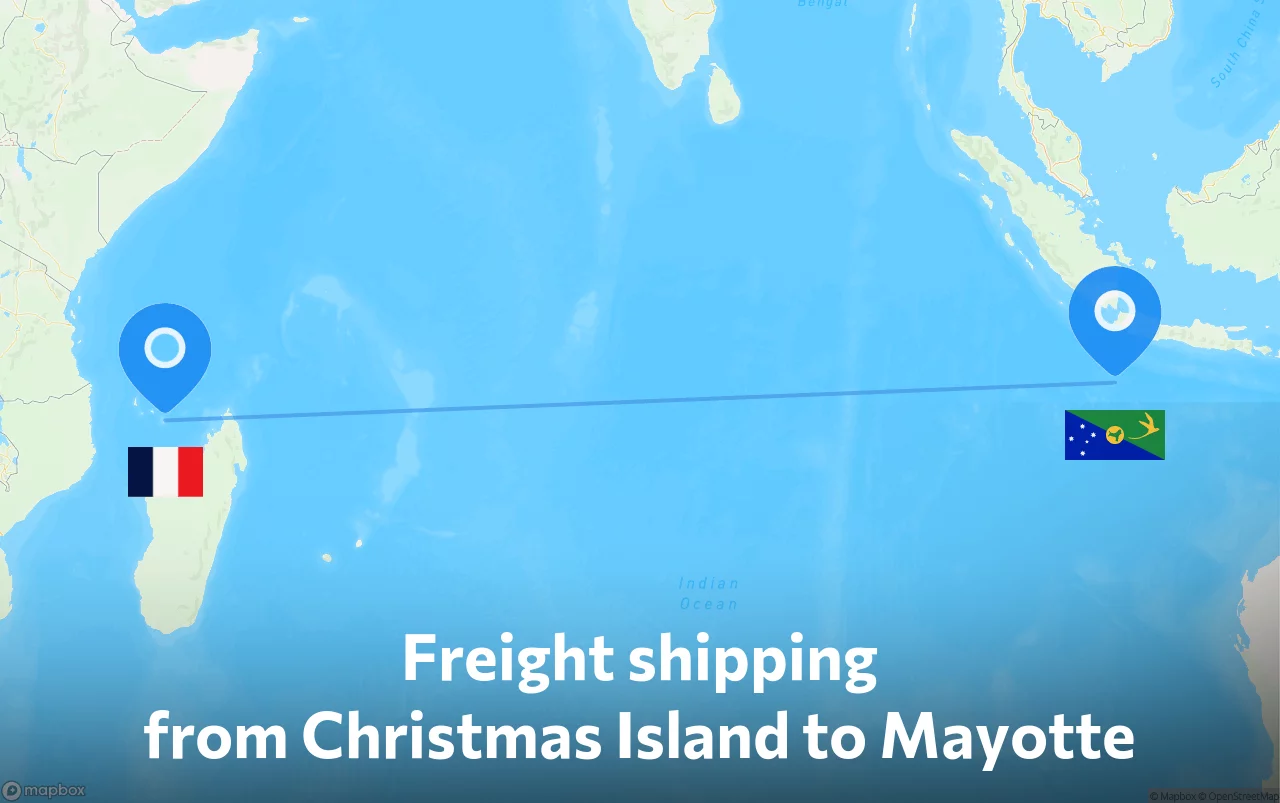 Shipping route from Christmas Island to Mayotte