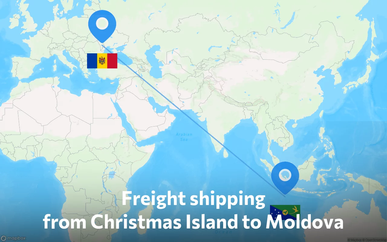 Shipping route from Christmas Island to Moldova