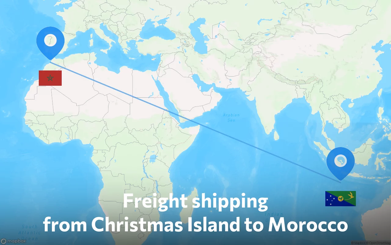 Shipping route from Christmas Island to Morocco
