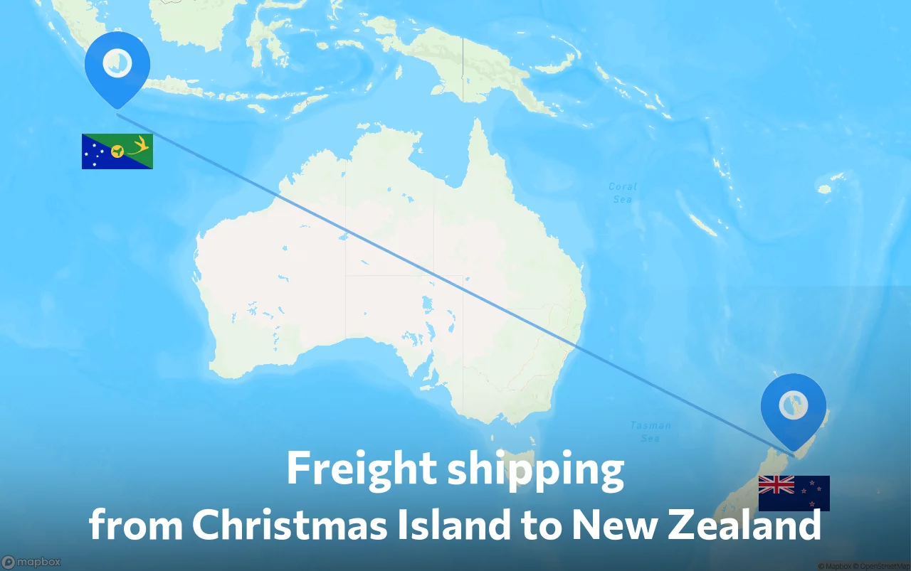 Shipping route from Christmas Island to New Zealand
