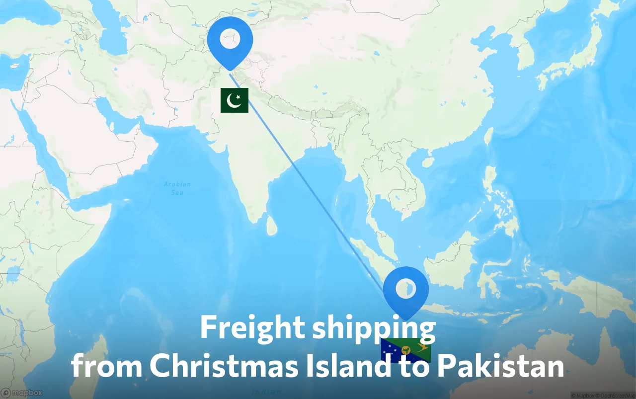 Shipping route from Christmas Island to Pakistan