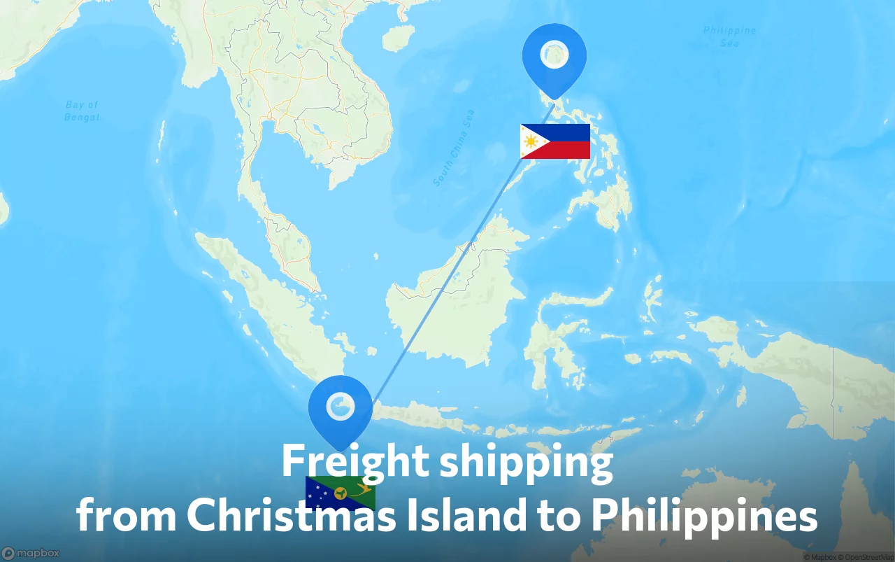 Shipping route from Christmas Island to Philippines